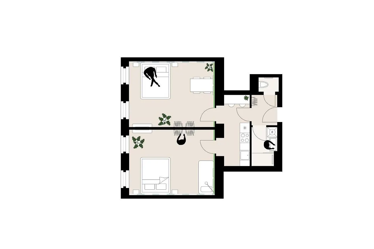 Modern 2Br Apartments - Full Kitchen - Schoenbrunn Area - 15 Mins To City Center Vienna